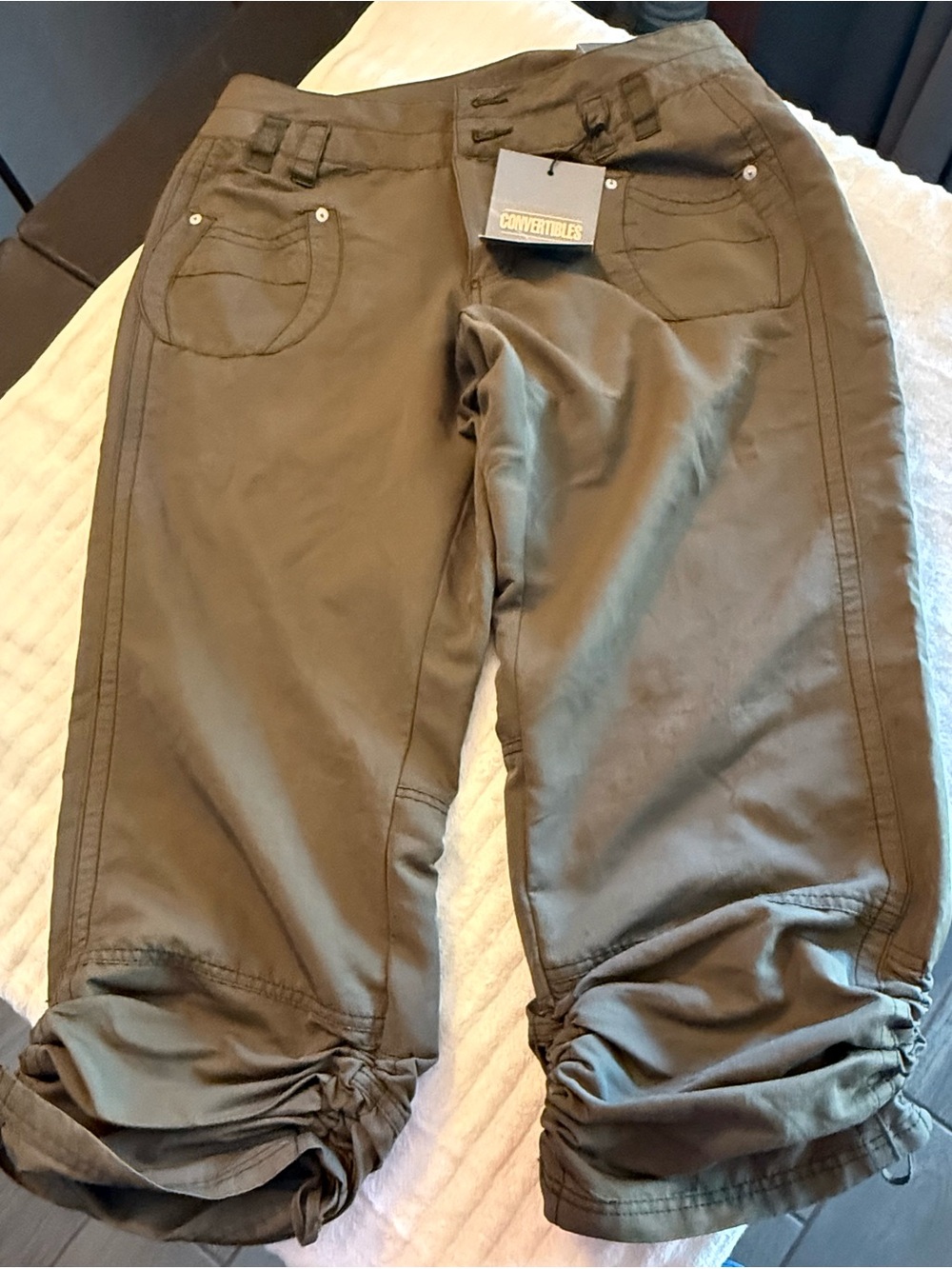 Venezia Olive Green Convertible Trousers with Cinch Hem